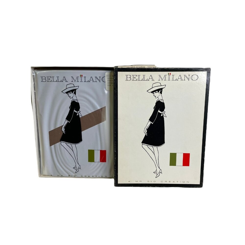 1960s Bella Milano Garter Stockings Micro Mesh Seamless Nylon-5 Pair Boxed-RARE - Picture 3 of 4